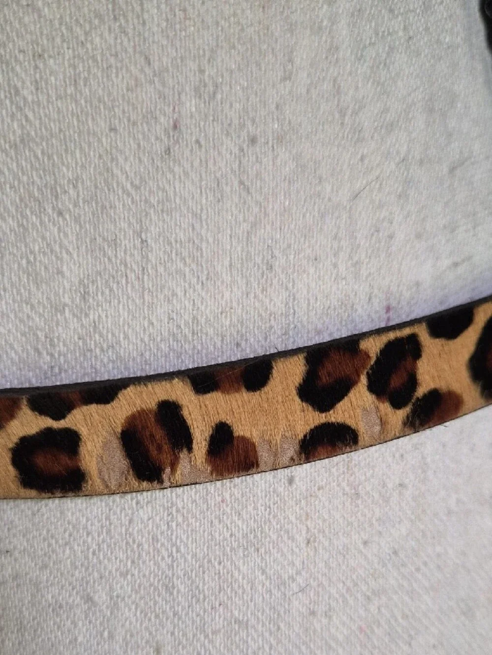 J. Crew Leopard-Print Skinny Belt with Gold Buckle Small